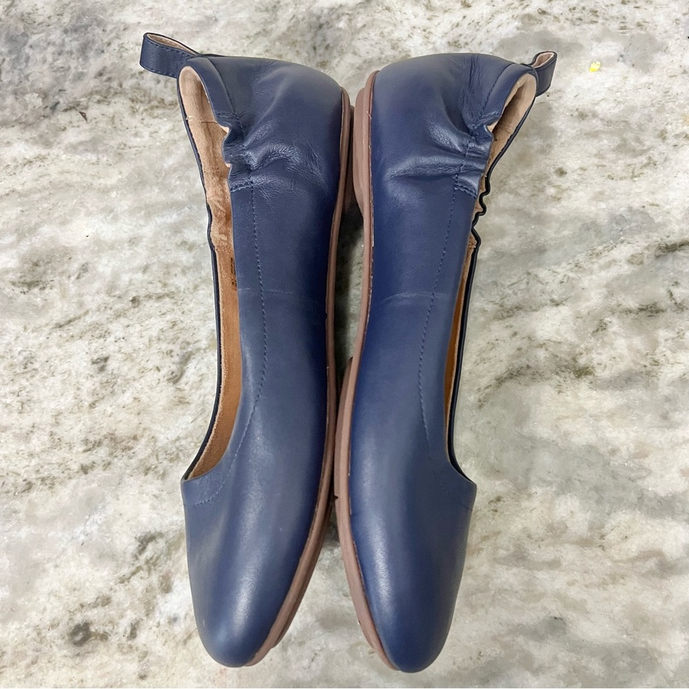 Fitflop Allegro Navy Blue Soft Leather Ballerina Round Toe Stretch Flats Size 9 - Picture 3 of 8